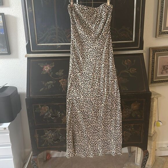 Anthropologie Leopard Print Strapless Fitted Maxi Dress - Picture 5 of 8